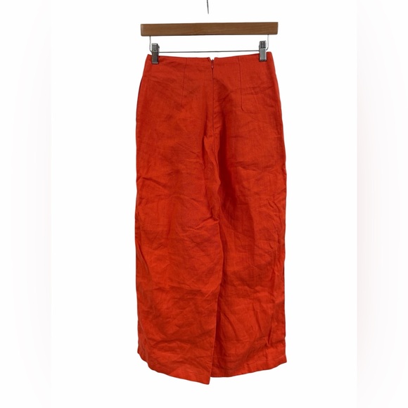 FAITHFULL THE BRAND Tomas linen Pants in Plain Tangerine size 6 - Picture 3 of 7